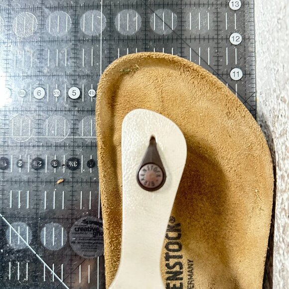 Birkenstock Gizeh Women Size 9 White Birko Flor Leather Thong T Strap Sandal - Picture 10 of 10